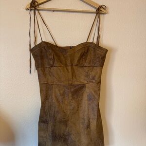 Free People Faux Suede Dress Spaghetti Strap Cocktail